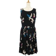 Chanel Silk Dress Navy Size 44 P15569 Women's One Piece