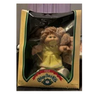 Cabbage Patch Kids Doll 1984 Brown Curly Hair Yellow Dress Original Box