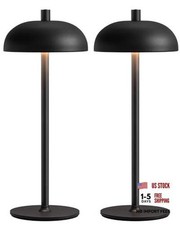 Cordless LED 12" Small Table Lamps Set of 2, Modern H12" Black 2 Pack 