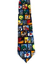 Looney Tunes Stamp Collection Tie 1997 Bugs Bunny Taz Sylvester Multicolor 60"