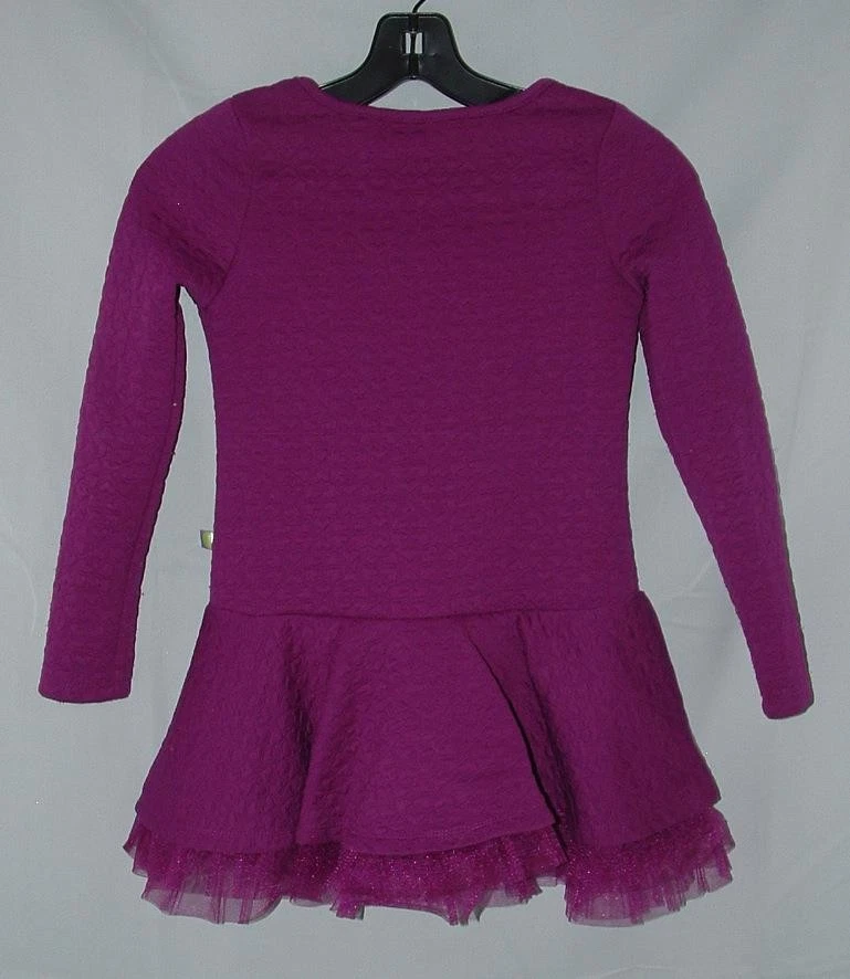 Девочек Sz 8 длинным рукавом текстурированный сердце печать яркий фиолетовый платье куклы и меня - Изображение 4 из 4