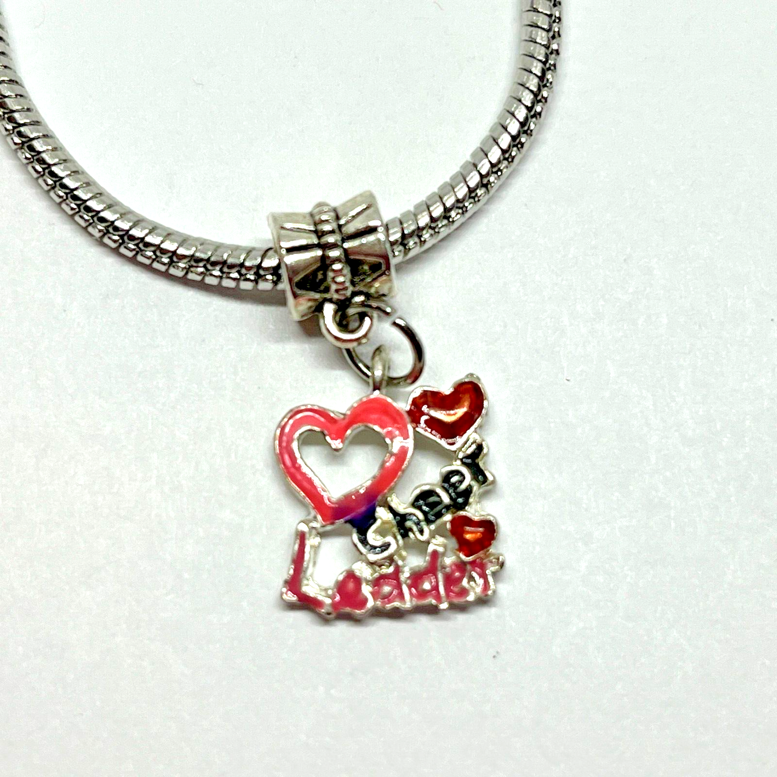 Heart Cheerleader Charm Bracelet for Cheerleading Love and Spirit