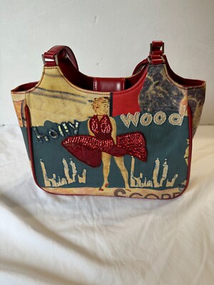 Womens Decorative Holly Wood Tote Purse 12'' wide, 8'' tall, 3' width