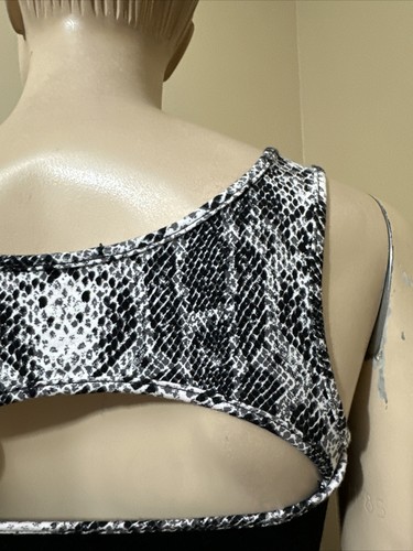 Women’s Black Snake Polyester Casual Summer Open Stretch Slim Size S Blouse Top - Picture 17 of 19