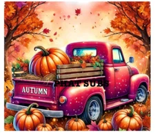 20oz Sublimation Tumbler Wrap Autumn Truck Ready To Press Heat Transfer