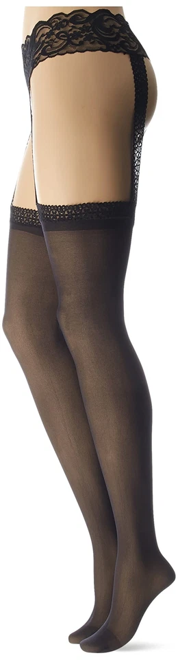 Women's Sheer Garter Belt & Stocking Set Black Sexy Lingerie - Image 2 of 4