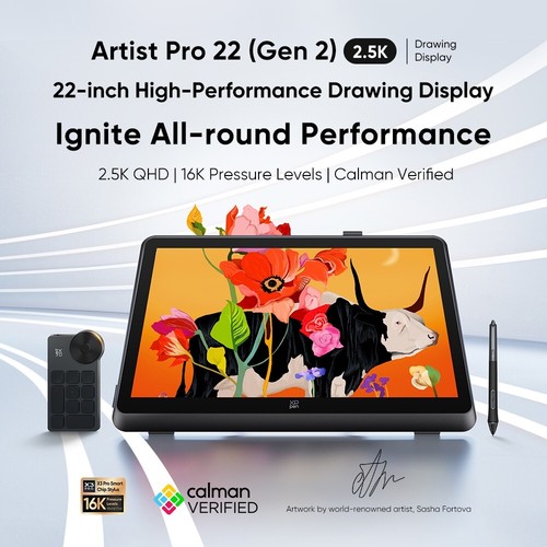 XPPen Artist Pro 22 (Gen 2) Graphics Tablet Monitor Drawing Display 2.5K QHD - Picture 2 of 12