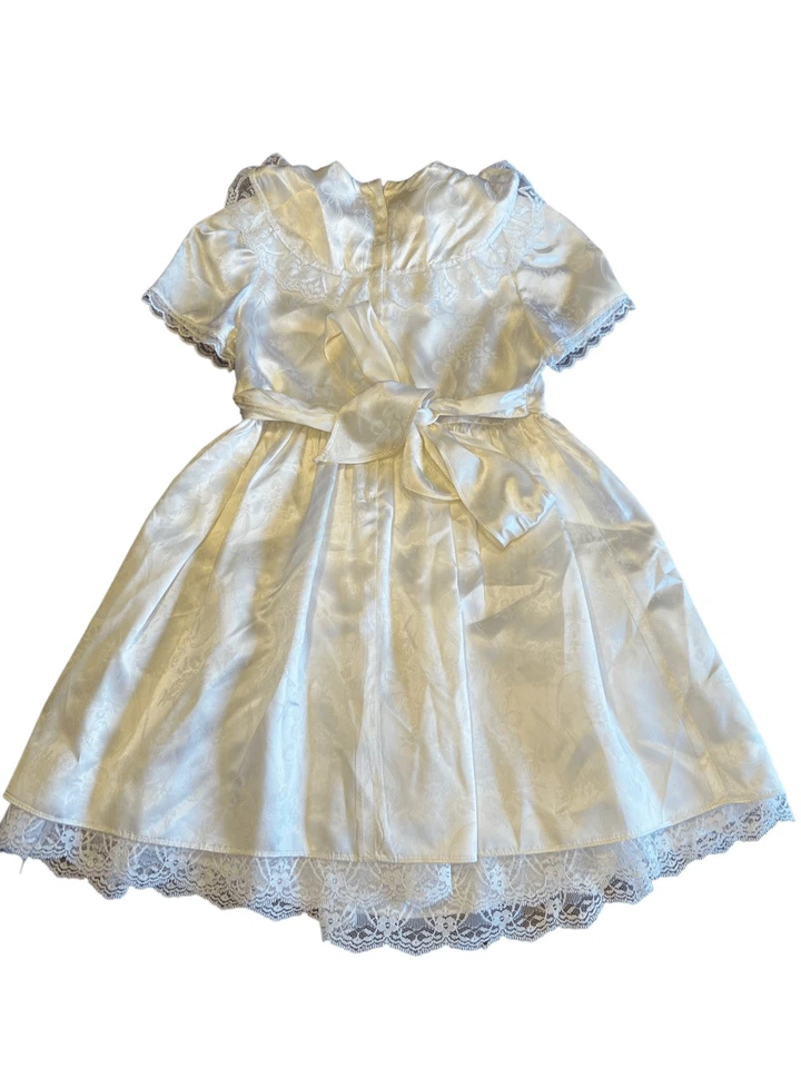 Jessica McClintock Lace Puff Sleeve Dress White Ivory Girls vintage wedding 6 - Image 2 of 4