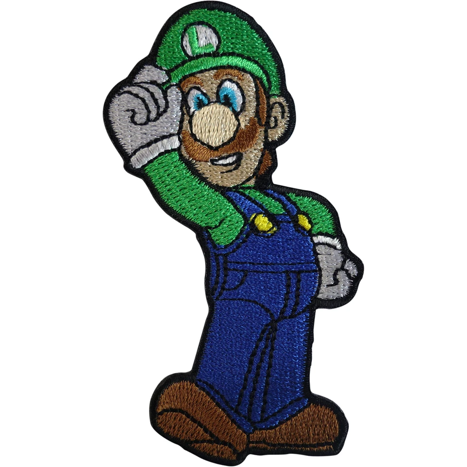 Luigi Patch Iron Sew On Embroidered Badge Super Mario Bros Nintendo Video Game
