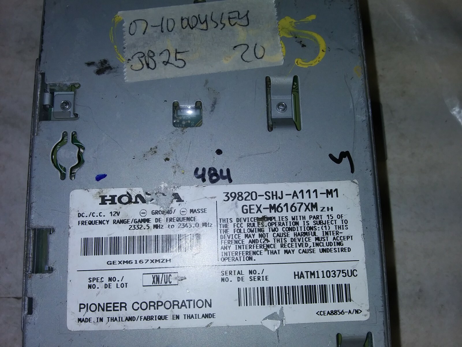 20072010 Honda Odyssey Satellite Radio Receiver 39820SHJA111M1 eBay