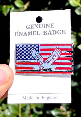 Amerikanische Flagge Adler Original Vintage Emaille Pin Anstecker