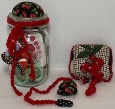 Cherry Pin Cushion Needle Book Ring Sewing Notions Handmade Jar  11