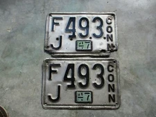 Connecticut 1947 license plate pair #   f/j  493