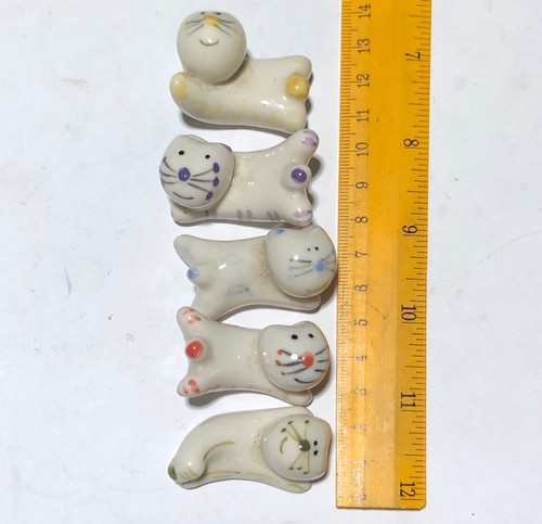 Japanese Chopstick Rests Holder Hashioki Ceramic Cute Cat Happy Face Set Gift C2 - Picture 6 of 7