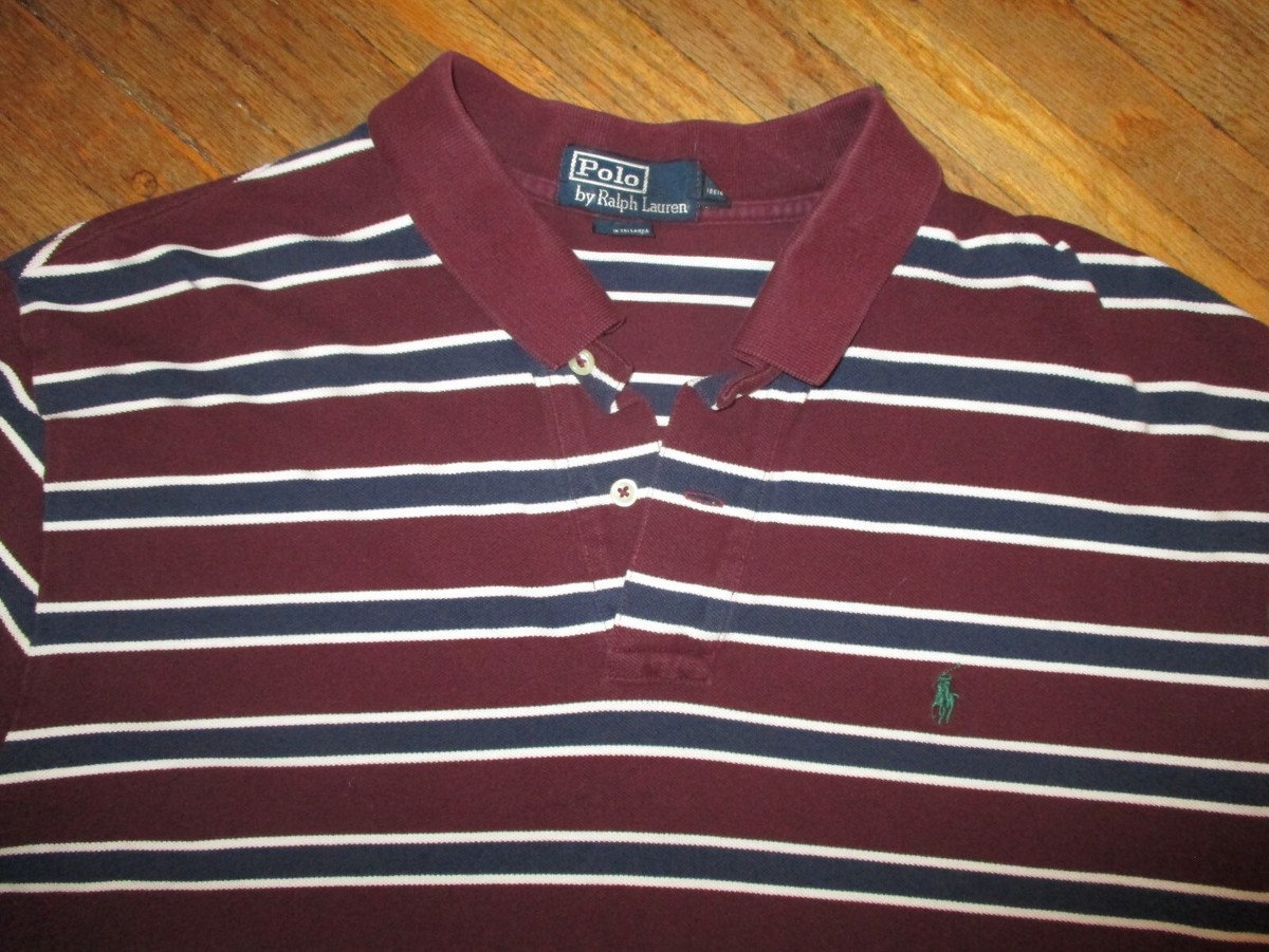 vtg POLO BY RALPH LAUREN SHIRT Maroon Blue Stripe 90s 00s