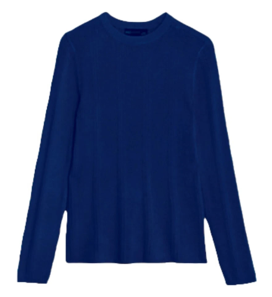 EX M&S Ribbed Crew Neck Top Jumper Ladies Knitted Fitted Long Sleeve Top  - Image 3 of 4