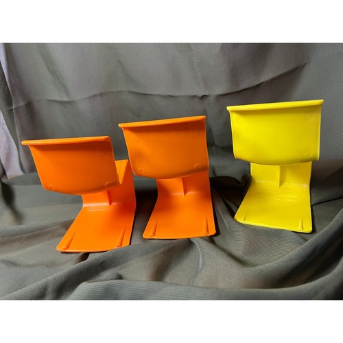 Vintage Mattel Barbie 1973 Dream House Orange Dining Chairs Set Of 3 Mod S Shape - Picture 2 of 4
