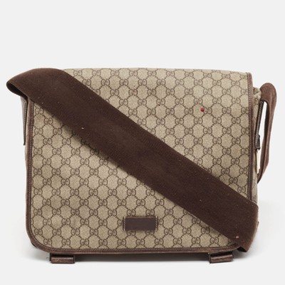 Gucci Beige/Brown GG Supreme Canvas and Leather Diaper Messenger 