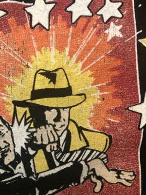 T-Shirt Vintage Detective Dick Tracy - Imprimé Comics - Taille L7 - Noir - Coton - Occasion TB