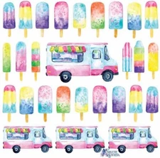 Violette Stickers Popsicle Ice Cream Truck Crafts Planner Supply Summer Fun