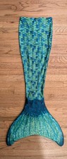Fin Fun Mermaid Tail  Mono Fin Youth Girls Size 10 Turquoise Blue Green Exc 