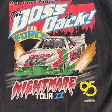 Vtg style John Force NASCAR racing short sleeve black color shirt KV39849