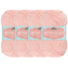 JubileeYarn Cotton Select Yarn - 50g/Skein Sport Weight - Peach - 4 Skeins