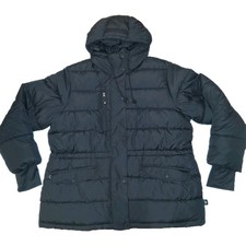 Ozark Trail Womens Black Hooded Soft Shell Coat Xl Mid Length 