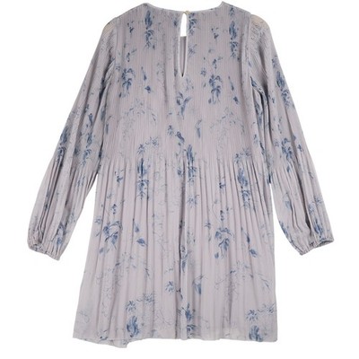 Wilfred Aritzia Lavender Blue Floral Pleated Mini Shift Dress Size S With Liner