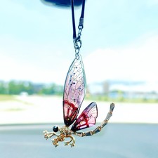 Bling Car Accessories for Women Interior, Diamond-Encrusted Dragonfly Rear Vi...