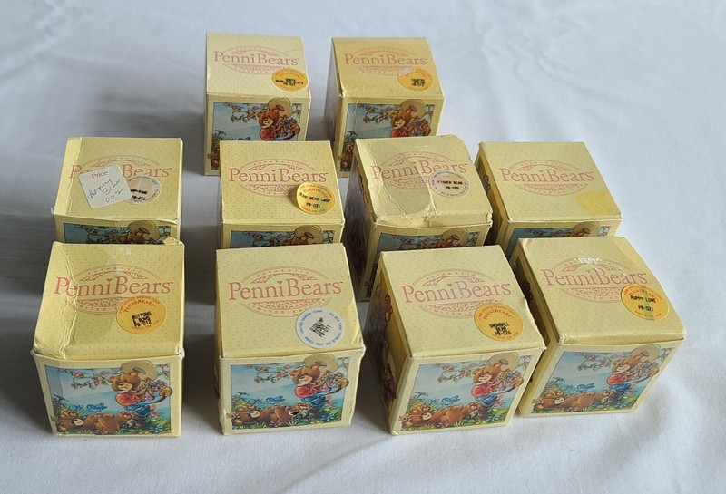 Collection of 10 Penni Bear Mini Figurines by Penni Jo Jonas.