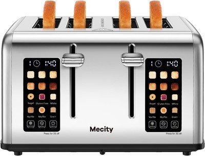 Mecity 4 Slice Toaster with Touch Screen Control, 4 Wide Stainless Steel 