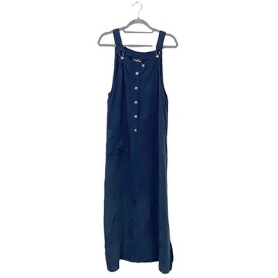 Vintage Positive Attitude Womens Size 12 Blue Overall Maxi Dress