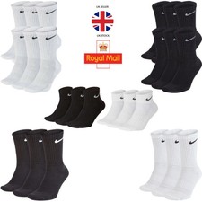 Nike Socks Mens Women 3 Or 6 Pairs Lightweight Crew Ankle Cotton Socks Sports