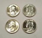 LOT OF 4 BU WASHINGTON QUARTERS 1960-D 1962 1964 1964-D 0.7233 oz SILVER 25c