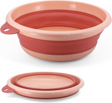 Collapsible Wash Basin Set 2 Pack Round Portable Foldable Plastic Basins Laundry