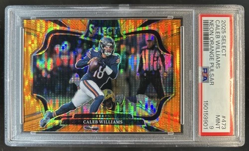 2025 Panini Select Caleb Williams Field Level Neon Orange Pulsar Prizm #/7 PSA 9