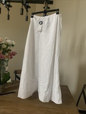 NWT Eileen Fisher White Organic Linen A- Line Bias Skirt Size L