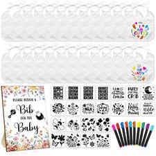 55 Pcs White Bibs for Baby Decorating Design a Bib Decorate Plain newborns Bi...