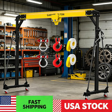 Garvee 2 Ton Adjustable Height Gantry Crane with Manual Trolley, Portable Shop