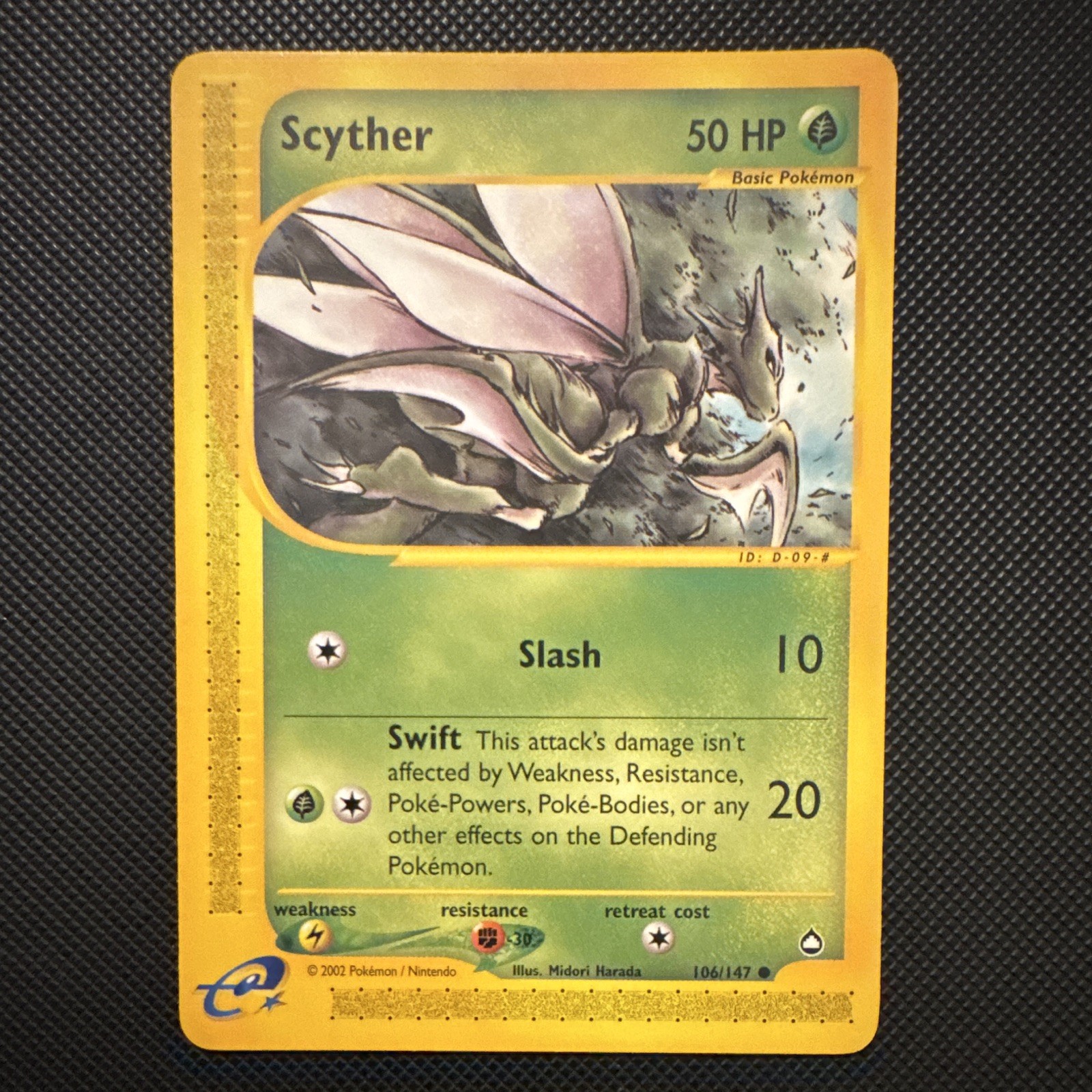Pokemon TCG Scyther 106/147 Aquapolis E-Card Regular Common 50 HP ENG