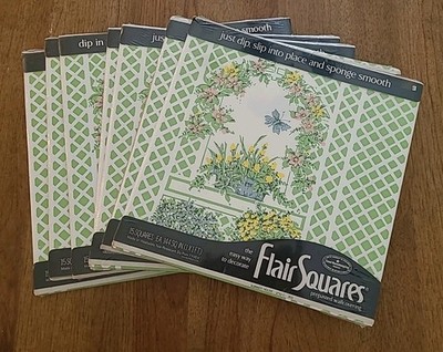 VTG DuPont Flair Squares Summer House 2752-C Prepasted Wallpaper Lot Of 7 NOS 