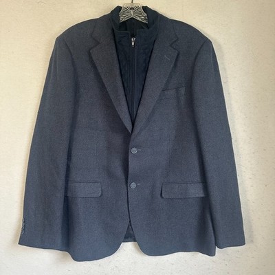 Dan John Blue technical quilted coat jacket internal bib zip closure slim fit