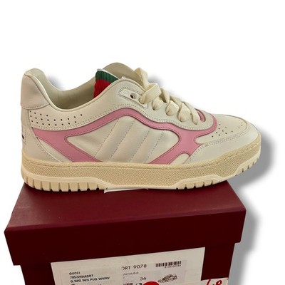 GUCCI Women's Size EU36 US 6 White/Pink Re-Web Low Top  Leather Sneakers $1150