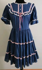 Vintage Jeri Bee Red White And Blue Polka Dot Square Dance Dress Women Size 14