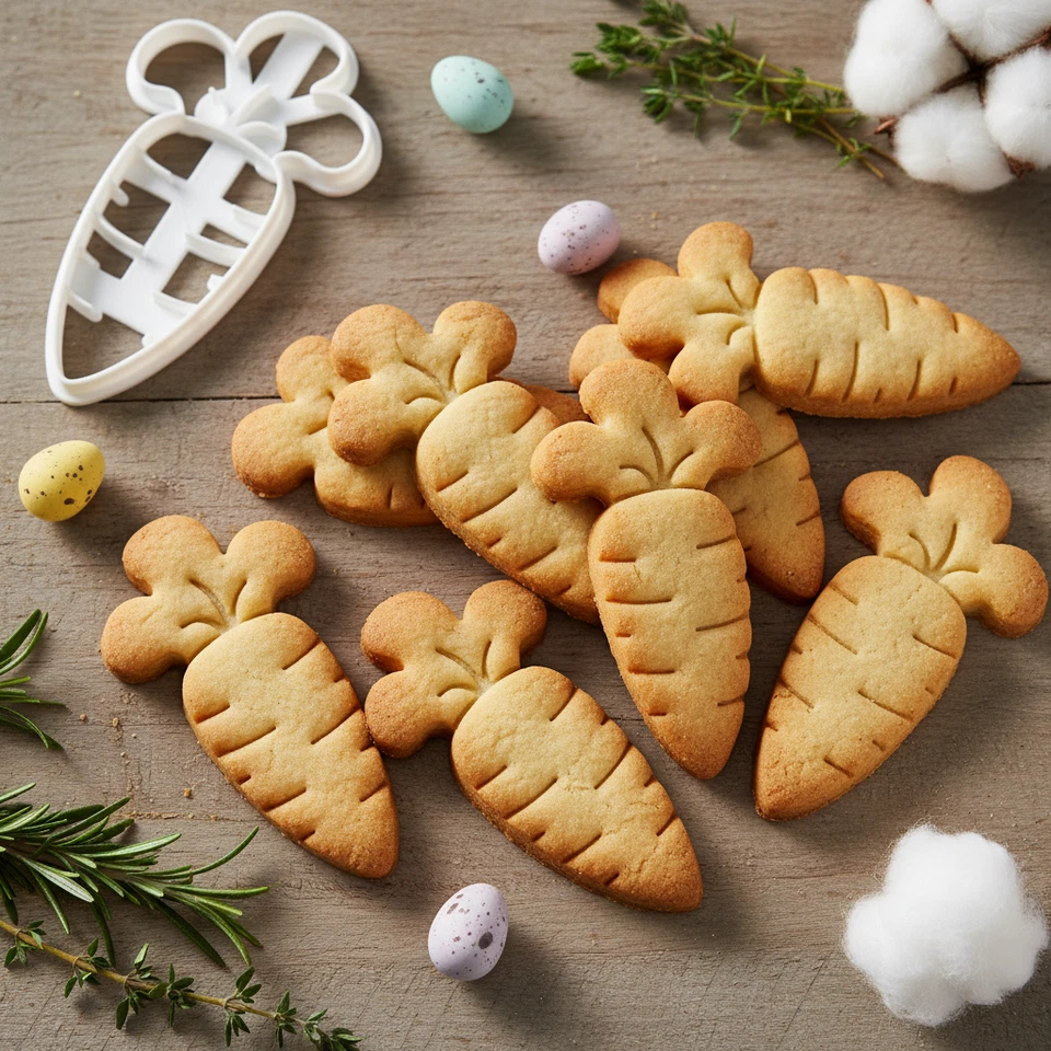 Lindo cortador de galletas de zanahoria - Huevo de Pascua caza primavera baby shower conejito granja vegetal Foto 2 de 4
