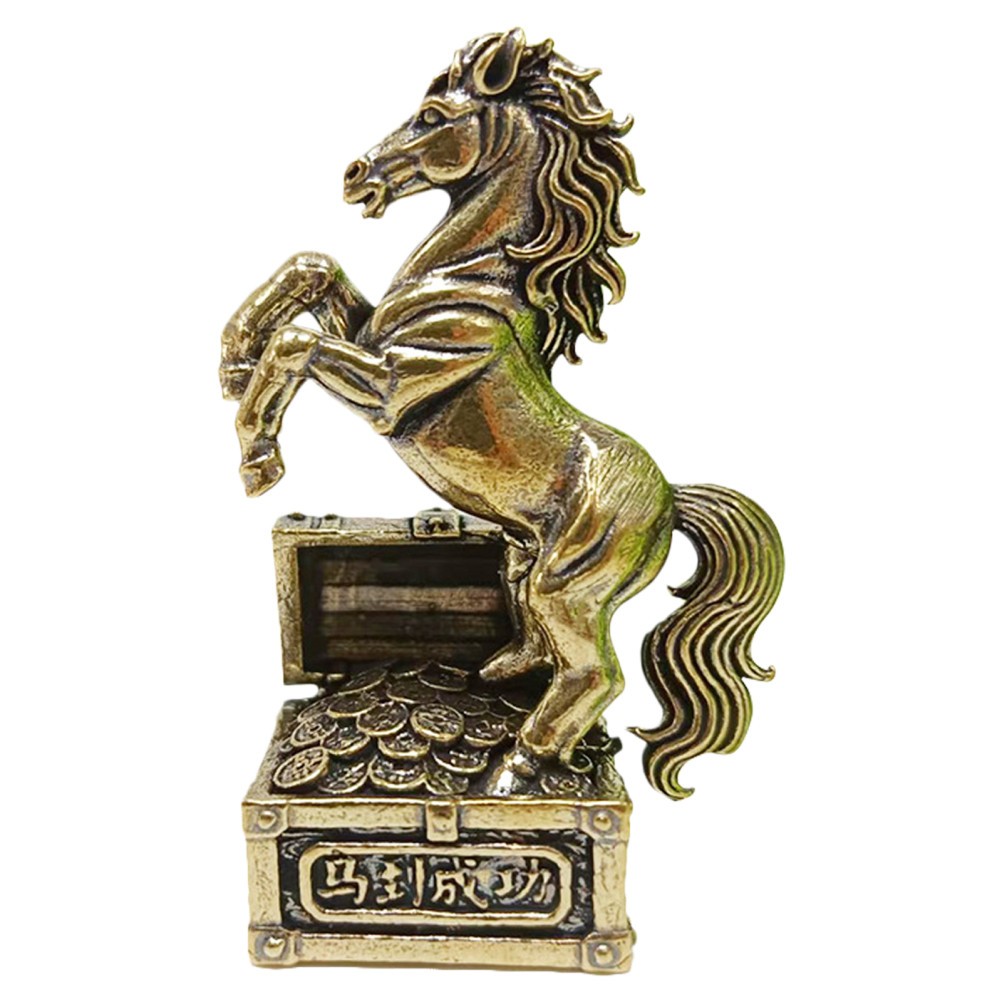 Copper Feng Shui Horse Statue Decorative Brass Figurine for Tabletop Display