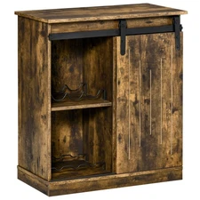 Sideboard Storage Cabinet Serving Bar Buffet with Sliding Barn Door & Wine Rack