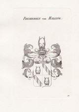 1830 Halling Wappen coat of arms Kupferstich engraving Heraldik heraldry