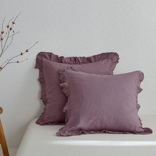 Simple Opulence Simpleopulence 100 Linen Euro Sham Covers Ruffle 26X26 Inch